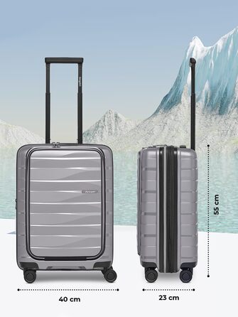 Чемодан середнього розміру з жорстким корпусом | Розкладний валіза-тележка 45 x 27 x 66 см з високоякісного поліпропілену | Унісекс, вага 3,7 кг | Подвійні колеса & TSA-замок (для подорожей) | Відсік для ноутбука (55 см)