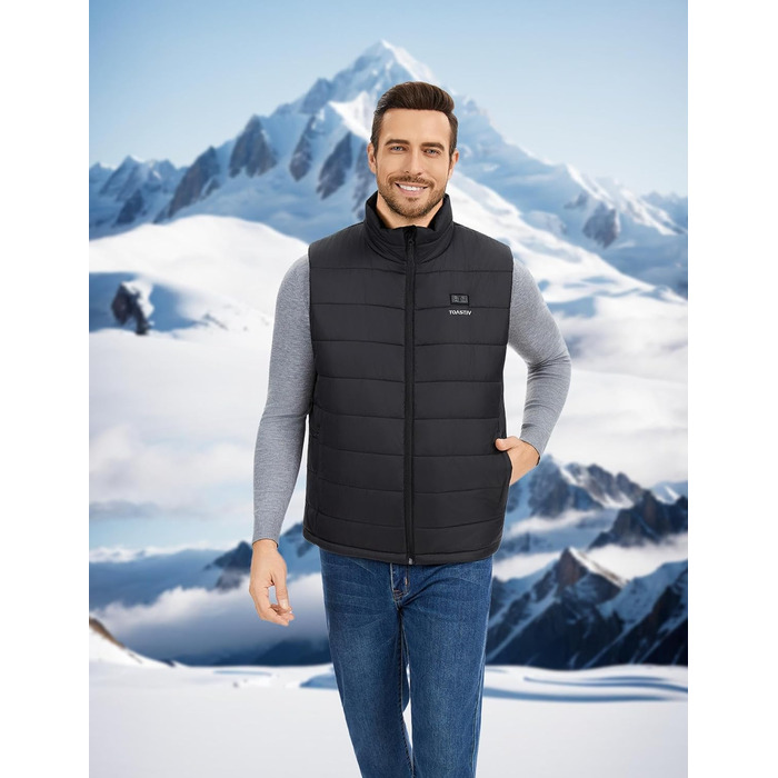 Обогреваемый жилет для мужчин с PowerBank 18400mAh, жилет з 8 зонами обігріву, чорний, L