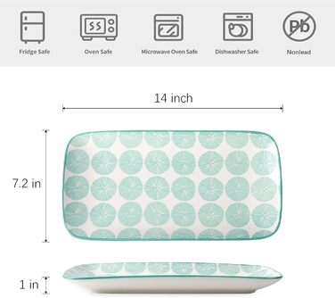 Керамічні сервіровочні тарілки Selamica, набір 4 шт, 24 x 14 x 2.5 см (різні кольори)