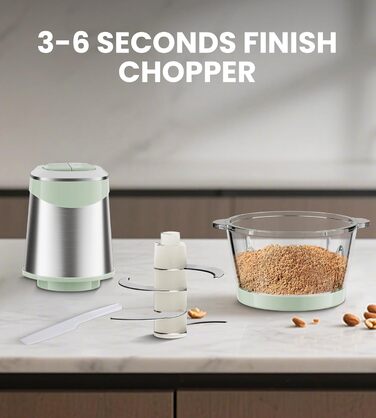 Електричний подрібнювач для кухні ESoundvol 400W з чашею 2л та 4 лезами з нержавіючої сталі для м'яса, овочів, горіхів, дитячого харчування