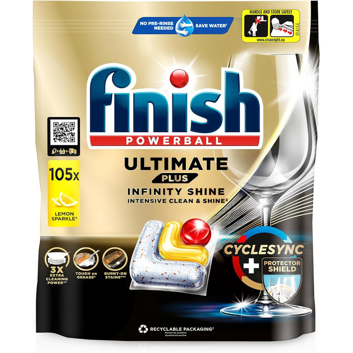 Таблетки для посудомийної машини Finish Ultimate Plus Infinity Shine Citrus, 105 капсул (315 мийок)