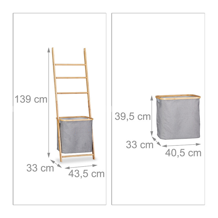 Relaxdays Bamboo Towel Rack with Laundry Bag