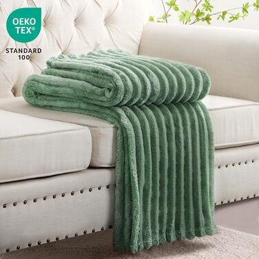 Плед RUIKASI 150x200 см, м'який флісовий плед, зелений колір для вітальні, дивана, декору та відпочинку