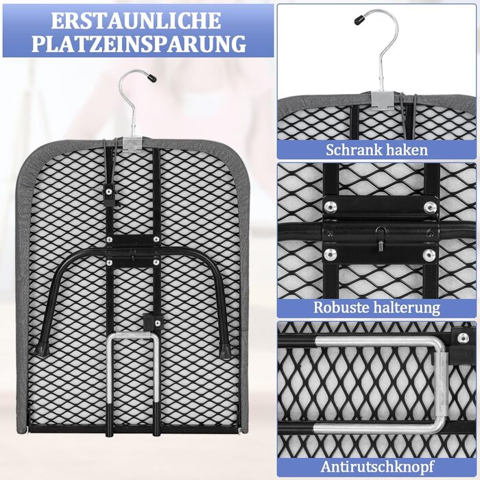 Відкидна прасувальна дошка з підставкою для праски, регульована по висоті, з антиковзними ніжками, компактна (сірий, 81 x 32 x 16 см)