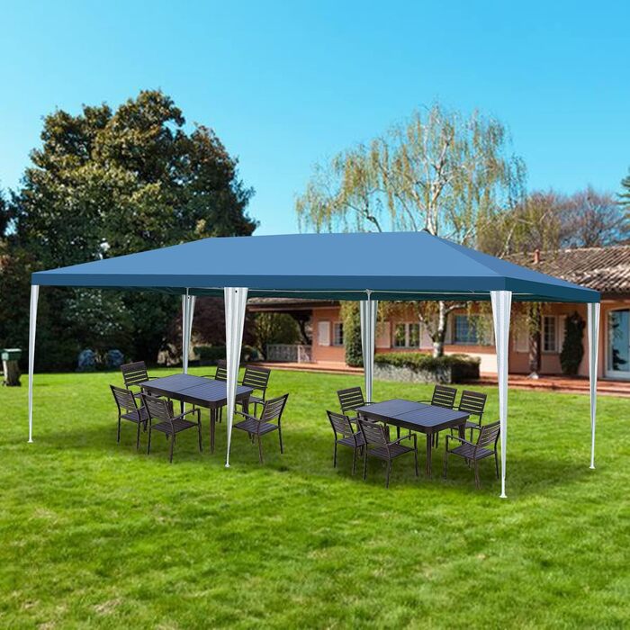 Garden Pavilion 3x6m Garden Pavilion with 6 Side Walls and Windows, Stable, UV Protection, Waterproof, Party Pavilion, Folding Gazebo, Party Tent, for Outdoor Use, Garden, Party, Wedding, Blue