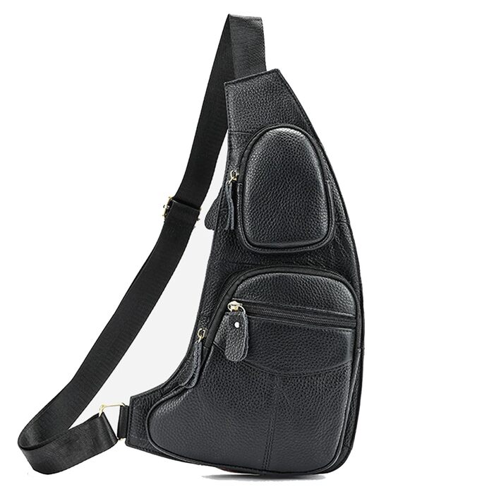 Чорна сумка через плече Sport Nylon для чоловіків та жінок: кросбоді, фанша, нагрудна, для подорожей, школи, бізнесу, ноутбука, велосипеда, туризму, кемпінгу, рюкзак-день, чорна (#02schwarz)