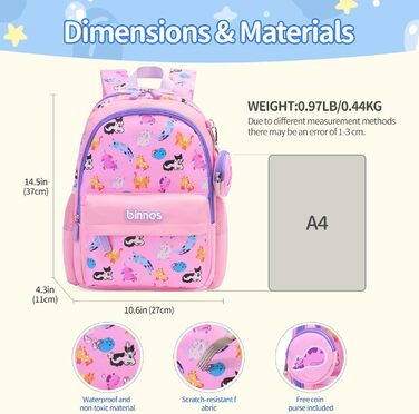 Дитячий рюкзак SUN EIGHT для хлопчиків та дівчаток: легкий, міцний, для садка, школи та подорожей (фіолетовий, рожевий)