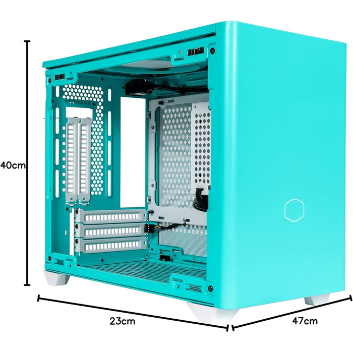 Корпус Mini-ITX Cooler Master MasterBox NR200P Caribbean Blue з загартованим склом, вертикальним кріпленням GPU та покращеною вентиляцією