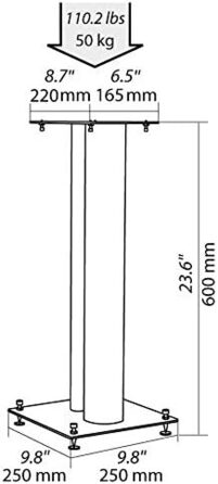 Підставка для колонок Norstone Stylum, металева, до 50 кг, пара (60 см, білий матовий)