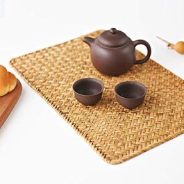 YANGQIHOME 4-Piece Set, Rectangular Placemats made of Natural Seagrass, 17 x 12 inches, Woven Rattan Placemats for Dining Table