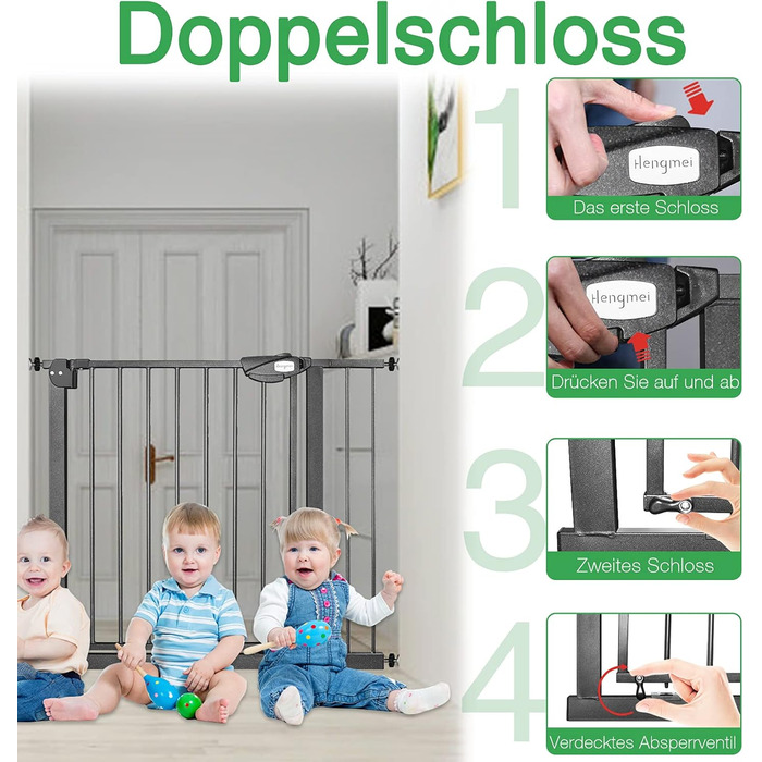 Захист для дверей від UISEBRT: сітка для дітей без свердління, 75-85 см, автоматичне закриття, металева сітка, чорний колір