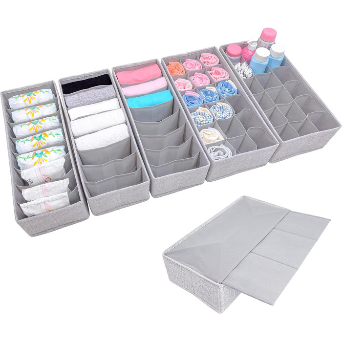 HEMNES Organizer for IKEA dresser; THE ORIGINAL; perfect fit; Sturdy base; Drawer organization system for baby supplies, children's clothing, socks, underwear; Set of 5