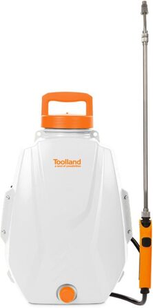 Toolland акумуляторний ранцевий обприскувач 12 л, електричний садовий обприскувач для захисту рослин, знищення бур'янів та дезінфекції, регульована насадка, телескопічна штанга, м'які ремені, USB-зарядка