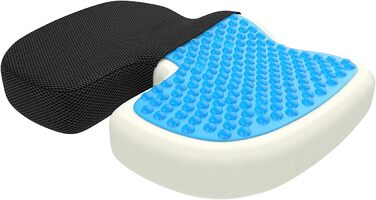 Ортопедична подушка для сидіння Bonmedico з Memory Foam Gel - для автомобіля, офісу, крісла колісного - чорна сітка, велика