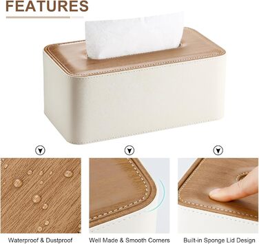 Стильна коробка для серветок з PU шкіри KingFOM - для офісу, авто, дому (C-Бежевий)