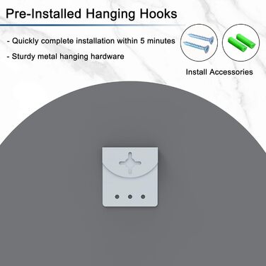 Круглий дзеркало Anyhi без рами, 40.6 см, для ванної, вітальні, спальні, з монтажем на стіну