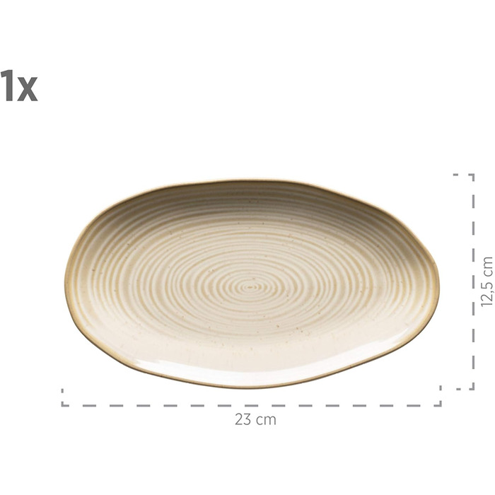 MÄSER 931372 Nottingham Series Set of 3 Serving Plates, Vintage-Look Serving Platter in 3 Sizes, Beige, Stoneware, 28 x 15.5 cm