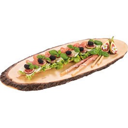 Batania Oval Serving Board, approximately 78-85 x 22-28cm, rustic serving board, cutting board, unique grain pattern, natural wood board for cheese, meat & bread, decorative, durable