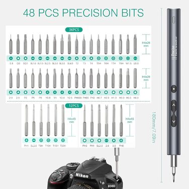 Електричний набір викруток ORIA, 51 в 1: міні-шуруповерт з 48 свердлами S2, набір для ювелірів, акумуляторний, USB, магнітний, 3 рівня моменту для телефону, годинника, камери