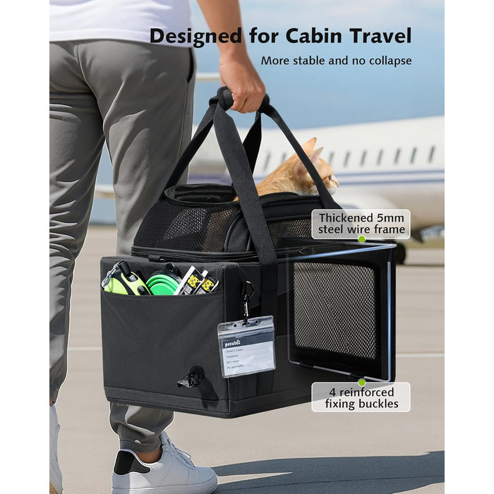 Транспортна сумка для котів Pecute: легка, складана, для подорожей, сіра