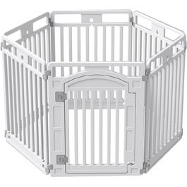 Вольєр для цуценят Gupamiga, розкладний вольєр для собак з дверима, вольєр для цуценят для квартири, міцний та гладкий, просте встановлення, білий (178 x 178 см), 8 штук (80 см)