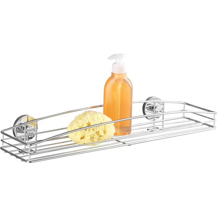WENKO Vacuum-Loc Wand Maxiablage Milazzo, Bathroom Shelf in Wire Basket Design, Mounting without Drilling, Chrome-plated Metal, 51 x 8 x 15 cm
