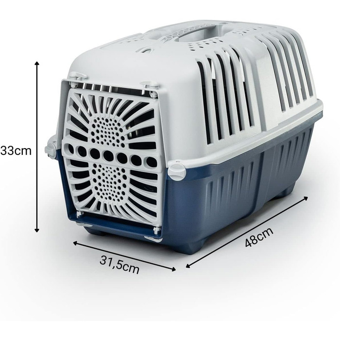 Транспортний бокс для собак Lionto, 55x36x36 см, синій, для собак та котів до 15 кг