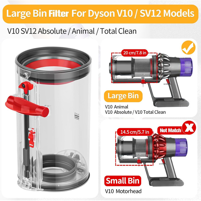 Dyson V11 V15 Dust Bin Filter Replacement Parts - Compatible with SV14, SV17, SV15, SV22, SV28 Vacuum Cleaners