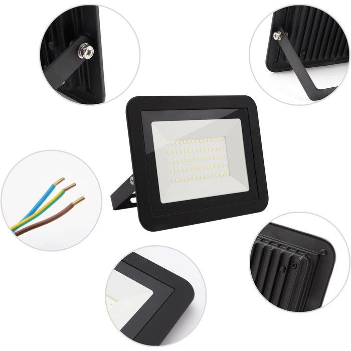 DA LIGHT 50W LED Floodlight Outdoor & Indoor, 6000K Cool White 4500lm Super Bright Outdoor Light, LED Floodlight Outdoor Spotlight Floodlight IP65, 230V LED Spotlight for Garden, Garage, Sports Field (4 pieces)