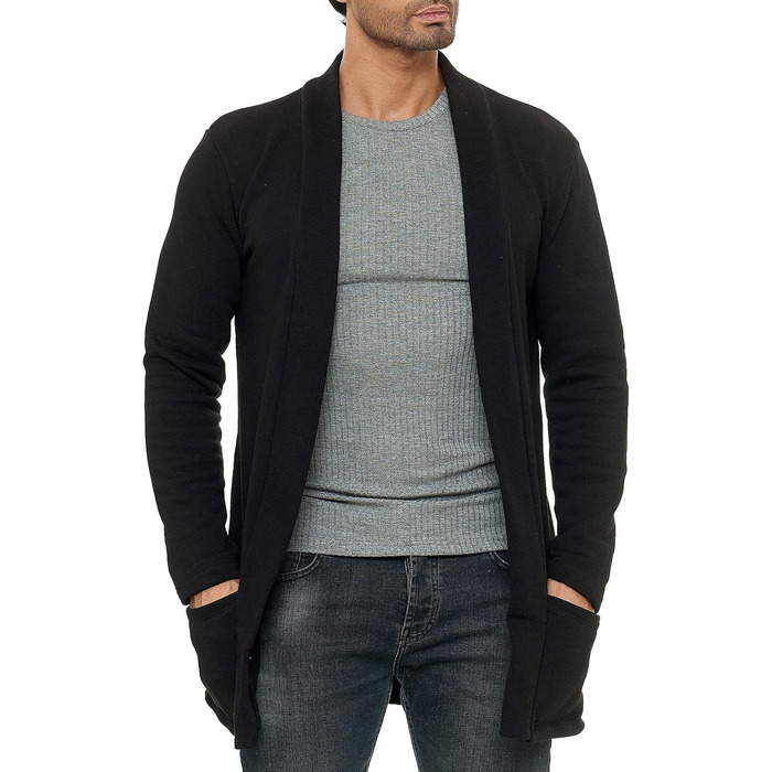 Кардиган чоловічий Redbridge, куртка-світшот, сако, довгий крій (XXL, чорний)