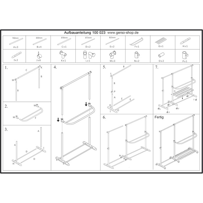 GERSO Extendable Clothes Rack Telescopic Wardrobe Clothes Rail with Wheels Market Stall Stand Grey