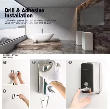 Modern Hand Soap Dispenser, Wall-Mounted Soap Dispenser Stainless Steel for Bathroom, 500 ml Manual Soap Dispenser, Liquid Soap Pump for Kitchen Polished