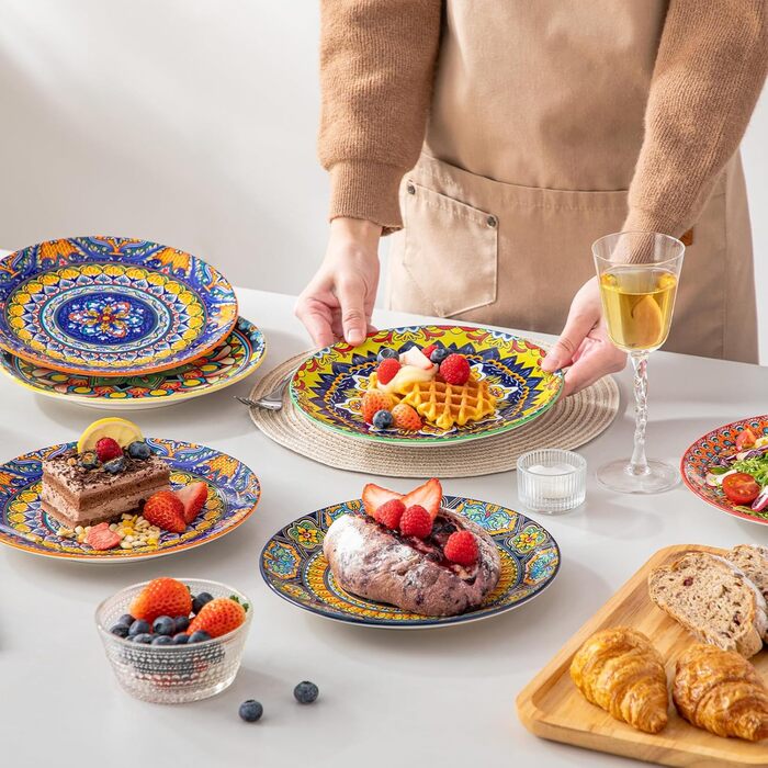 Набір посуду з порцеляни Vancasso 18-Piece для 6 осіб (6 великих тарілок, 6 десертних тарілок, 6 салатників), Boho серія KRVI