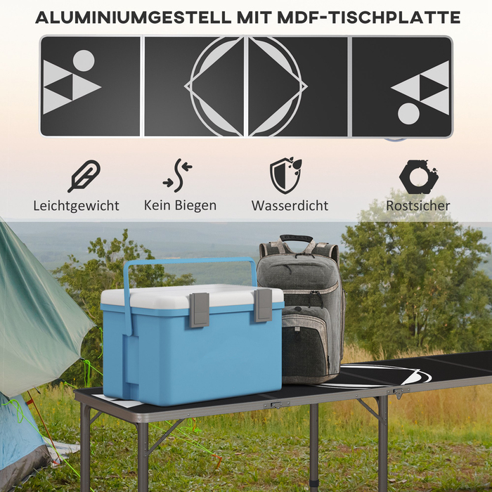 Outsunny Folding Camping Table - Lightweight, Adjustable Height, Aluminum Frame, 240 x 60 x 54/62/70 cm, Black