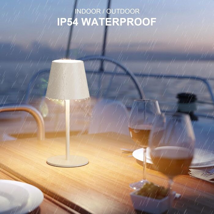 Світлодіодний акумуляторний настільний світильник 26 см, 5000mAh, IP54, 2 шт. (Бежевий) - кемпінговий, для ресторану, спальні, бару