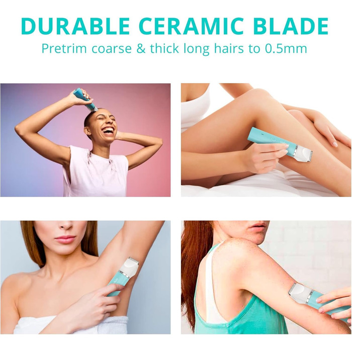 Електричний триммер для бікіні для жінок – 2-в-1: триммер та бритва для інтимної зони. Вологостійкий (IPX7), для подорожей та душу. Зелений колір