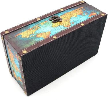 POFET Vintage Chic Shabby Wood Tissue Box Holder Rectangular Handcraft Tissue Paper Box Cover Serviette Organizer Holder Home Storage Office Car Decoration with Metal Lock - Card
