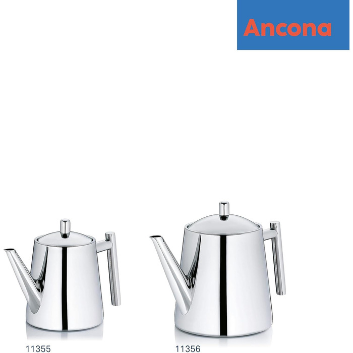 Kela Teapot with infuser, stainless steel teapot ANCONA, teapot for loose leaf tea and tea bags, tea maker, silver (0.9 L)