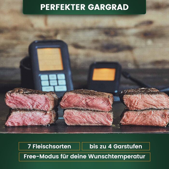 BURNHARD Folding Grill Thermometer + Leather Protective Case, Meat Thermometer, Ultra-Fast Measurement, 1.5mm Measuring Tip, 180° Invisible-Off LED Display, USB Battery Powered (BBQ Thermometer)