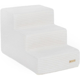 Сходинки для собак Velinda: 3 сходинки, підійдуть і для котів. Допомога у підйомі для домашніх тварин. Зроблені з пінопласту, колір: кремовий (Cord)