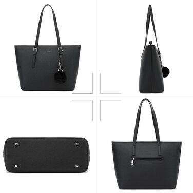 Сумка жіноча TANTOMI з гаманцем: для офісу, школи, покупок, велика, чорна, з пензликом та помпоном з штучного хутра