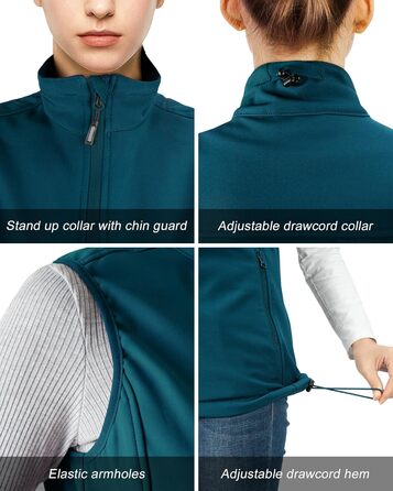 Жіноча софтшеллова жилетка Outdoor Ventures для бігу та спорту: легка, вітронепроникна, з флісовою підкладкою та 4 кишенями (XS, Nebel Blau)