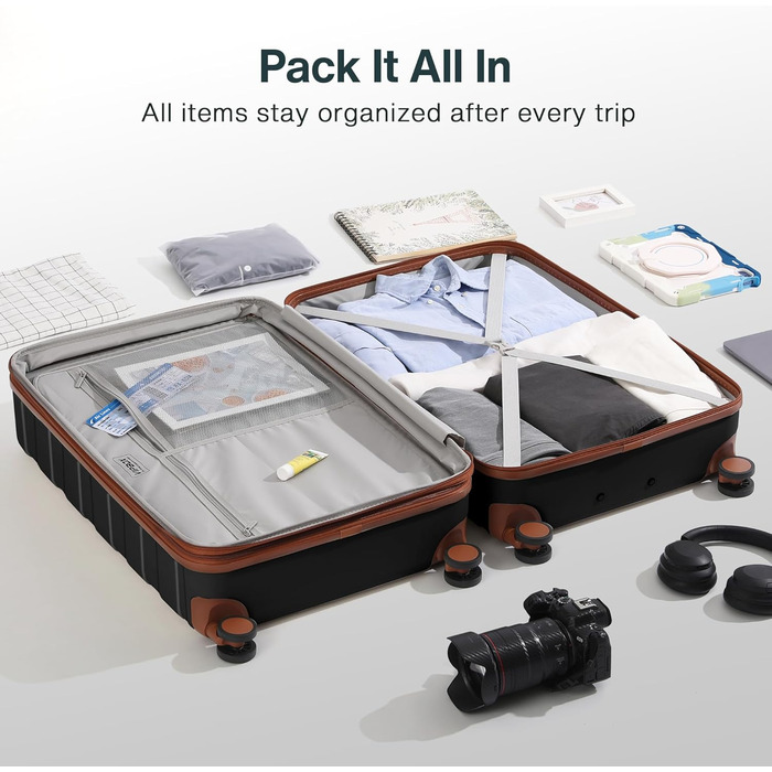 Чемодан VIPbox з жорстким корпусом 75 см (3 роки VIP-сервісу) Розширюваний, легкий, з полікарбонату, велика місткість, з 4 колесами та TSA-замком, преміум-якість, чорний XL