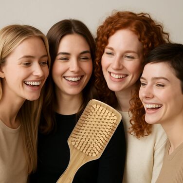 Набір з 2 бамбукових гребінців з натуральною щетиною - екологічні гребінці для жінок, чоловіків та дітей - для масажу шкіри голови та здорового волосся (гребінець-щітка/гребінець)