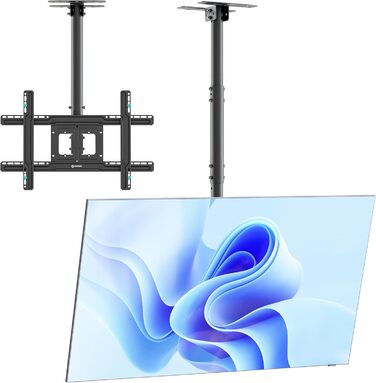 ONKRON Ceiling TV Mount for 32-80 inch TVs - Tilting & Swivel, VESA 100x100-600x400, Up to 68kg / 150lbs, Height Adjustable, Black