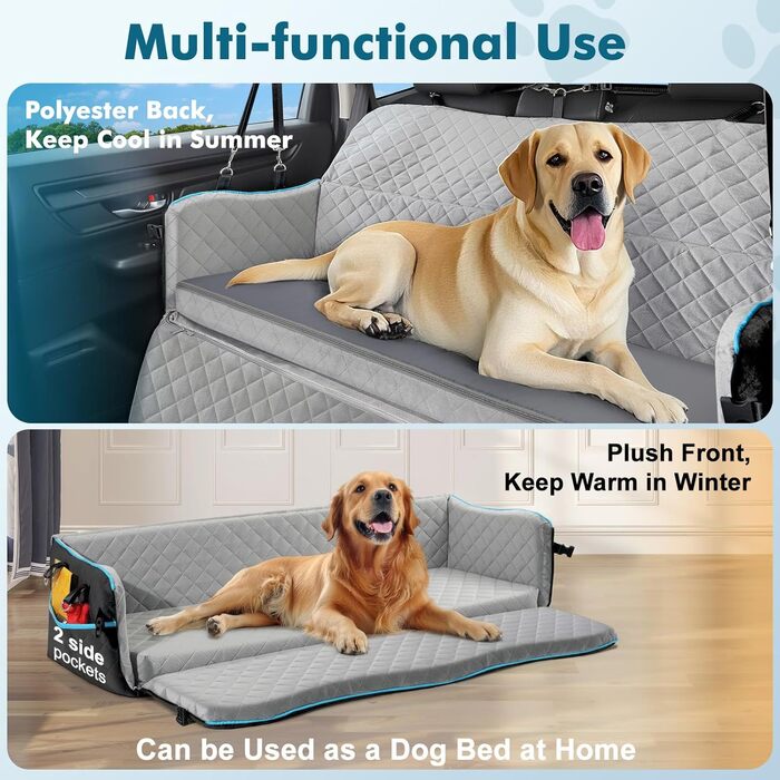 Автокрісло для собак маленьких порід до 20 кг з ременем безпеки, переноска для авто, м'яке автоліжко для подорожей, чорно-сірий, для собак до 120 кг