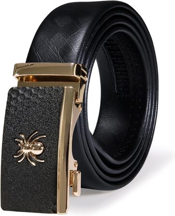 Чоловічий шкіряний ремінь Barry.Wang чорний з автоматичною пряжкою (3 шт), регульований бізнес-пояс, довжина 130 см, у подарунковій коробці