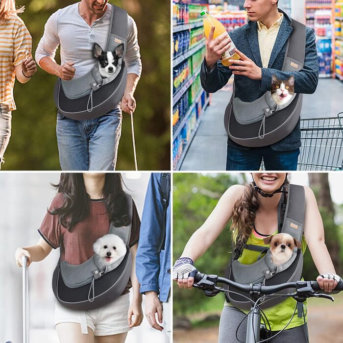 Сумка-кенгуру для собак і котів Cuby: чорна, S, з регульованим ременем, сітчаста, з застібкою-блискавкою та гачком