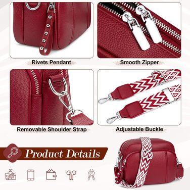 Сумка жіноча через плече кросбоді Leder (шкіра), червона: стильна міні-сумка з широким ременем та відділенням для карт