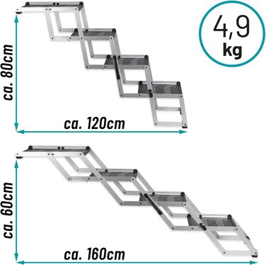 Сходинка для собак VOSS.PET, 4 ступені, для багажника авто, з алюмінію, з захисним килимком